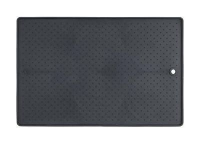 Dexas Pets Grippmat Flexible Non-Slip Pet Placemat/Spill Catcher for Dog Bowls and Cat Bowls, 13 by 19 Inches, Gray