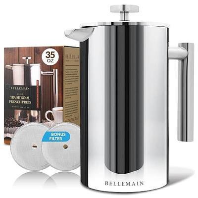 Bellemain French Press Coffee Maker Extra Filters Included, 35 oz, Stainless Steel