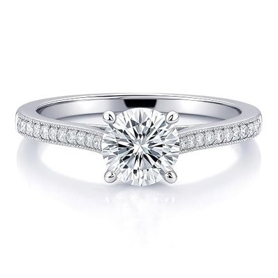 BERRICLE Sterling Silver Solitaire Wedding Engagement Promise Rings for Her, 1 Carat Round Cut Cubic Zirconia CZ Ring