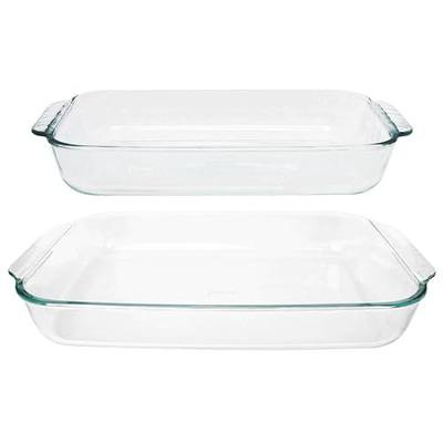 Pyrex 233 3-Quart and 232 2-Quart Clear Glass Baking Dishes - Made in USA | Clear Glass | Oven, Microwave & Dishwasher Safe | Ideal for Casseroles, Desserts & Meal Prep | Nesting Design
