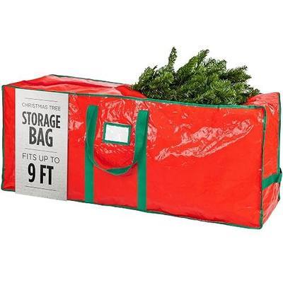 Handy Laundry Christmas Tree Storage Bag for 9 Foot Artificial Tree – Heavy Duty Waterproof Tarp, Reinforced Handles, Double Zipper, Protects from Dust & Moisture, Spacious Holiday Décor Storage, Red