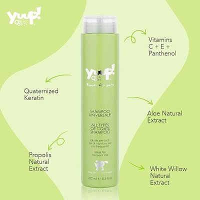 YUUP! Natural Dog & Cat Shampoo, Gentle Moisturizing Pet Shampoo for All Coat Types, Frequent Use, Plant-Based Formula – 8.4 fl oz (250 ml)