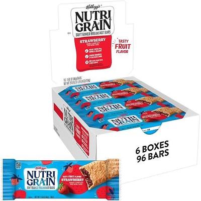 Nutri-Grain Breakfast Bars, Made with 14g Whole Grains, Kids Snacks, Strawberry (6 Boxes, 96 Bars)
