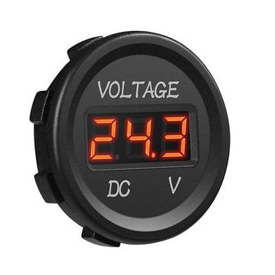MICTUNING J0001L Voltmeter (DC 12V LED Digital Display Waterproof for Boat Marine Vehicle Motorcycle Truck ATV UTV Car Camper Caravan Red Digital Round Panel)