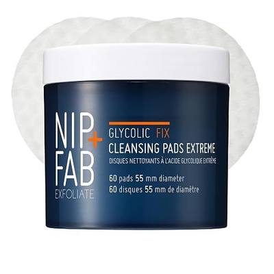 Nip + Fab Glycolic Fix Night Pads Extreme (60 Count) – 5% Glycolic Acid Exfoliating Face Pads with Salicylic Acid – Resurfacing AHA BHA Chemical Peel for Blemishes & Texture