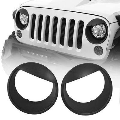 Hooke Road Wrangler Headlight Cover Bezels Trim Matte Black Accessories for 2007-2015 Jeep JK Wrangler & Unlimited - Pair
