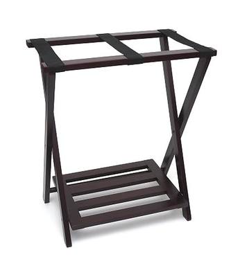 Lipper International 502E Right Height Folding Luggage Rack with Bottom Shelf, Espresso Finish