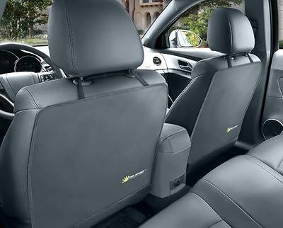 Premium Kick Mats - Luxury Seat Back Protectors and Seat Covers with Invisible Strap - 2-Pack - Gray (Grey)