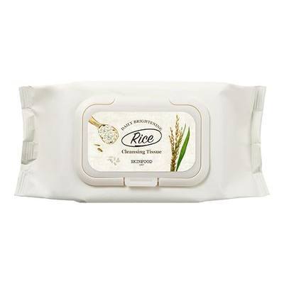 SKINFOOD Rice Cleansing Wipes - Daily Hypoallergenic Rice Nourishing Makeup Remover Tissue Wipe - Facial Skin Clear & Refreshed - Korean Beauty Face Wipes for Women - Travel Makeup Wipes (80 Sheets)