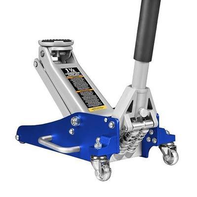 BIG RED T815016L Torin Hydraulic Low Profile Aluminum and Steel Racing Floor Jack with Dual Piston Quick Lift Pump, 1.5 Ton (3,000 lb) Capacity, Blue, T815016L