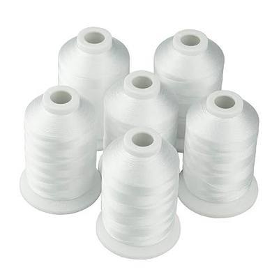 Simthread 6 Polyester White Machine Embroidery Threads 1000M(1100Yards) Compatible with Brother, Babylock, Janome, Pfaff, Singer, Bernina and Other Home Machines (White)