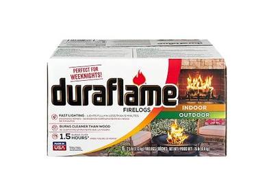 Duraflame Fast-Lighting Firelogs – 2.5lb/1.5 Hour Burn, Clean Burning, Indoor/Outdoor Fireplace & Fire Pit Logs, Eco-Friendly Recycled Wood & Renewable Fibers (1 Pack)