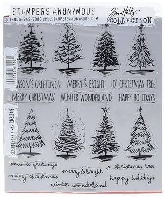 Stampers Anonymous Tim Holtz Cling Stamps 7"X8.5", Scribbly Christmas
