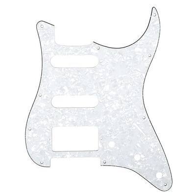 Musiclily HSS 11 Hole Strat Guitar Pickguard Scratch Plate for Fender USA/Mexican Made Standard Stratocaster Modern Style Parts,4Ply White Pearl