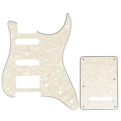 Musiclily HSS 11 Holes Strat Electric Guitar Pickguard and BackPlate Set for Fender US/Mexico Made Standard Stratocaster Modern Style Guitar Parts,4Ply Pearl Parchment