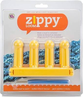 Authentic Knitting Board Zippy Knitting Loom, 5.25 by 3", Yellow