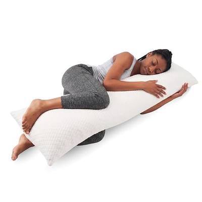 Snuggle-Pedic Body Pillow for Adults - Breathable, Full Body Pillow for Side Sleepers - Shredded Memory Foam Gel - Cooling Long Pillow Supports Legs, Belly & Hips - 20x54 White