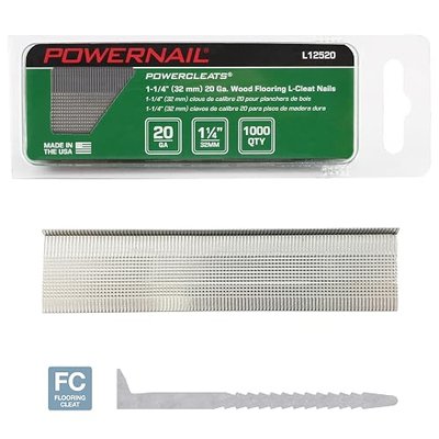 Powernail L12520 20 Gauge 1-1/4 Inch Length HD L-Cleat Nail for Hardwood & Engineered Flooring (Box of 1000)
