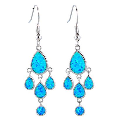 Chokushop Elegant design Retail Blue Fire Opal 925 Silver Drop Earrings Fashionl Jewelry OE188A
