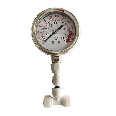 Malida Stainless Water Pressure Test Gauge, Water Pressure Detector for Aquarium Meter 0-1.6MPa 0-220psi Reverse Osmosis System Pump with 1/4.
