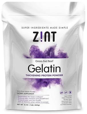 Zint Beef Gelatin Powder (16 oz): Unflavored, Keto Certified, Collagen Based Protein - For Baking, Jello & Thickening