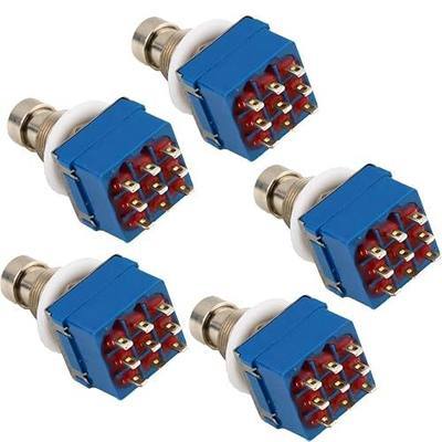 ESUPPORT 3PDT 9 Pins Box Stomp Guitar Effect Pedal Foot Switch True Bypass | Metal Footswitch Pack of 5