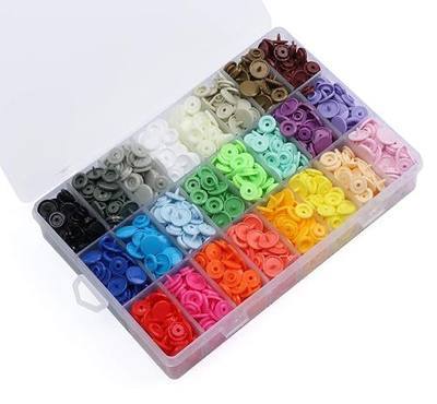 ilauke 408 Sets Plastic Snap Buttons, T5 Snaps for Fabric Excluding Tools | 24 Color Easy to Install, Durable Snaps for Fabric for Baby Clothing, Diapers Bibs, Clothes Bag Sewing, DIY Handmade Sewing