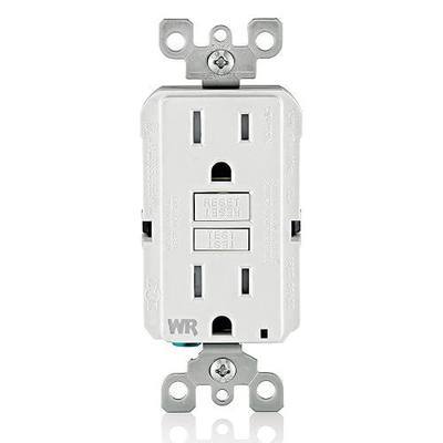 Leviton GFCI Weather-Resistant Outlet, 15 Amp, Self Test, Tamper-Resistant with LED Indicator Light, Outdoor Locations, GFWT1-W, White