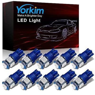 Yorkim 194 LED Bulbs Blue Super Bright New 5th Generation, T10 LED Bulbs, 168 Bulb for Car Interior Door Courtesy Dome Map License Plate Lights W5W 2825, Pack of 10