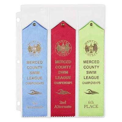 10 Swimming Ribbons Organizer Holder Display Storage for Larger Ribbons Gymnastics Track Award Ribbon Strong Clear Robust Binder Pages Sheets - Mercurydean USA