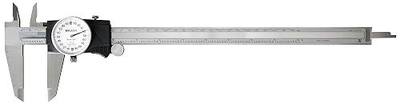Mitutoyo 505-749 Dial Caliper, 0-12" Measuring Range, 0.2" per Revolution, 0.001" Accuracy, White Face, Smooth Dial Movement with Shock Protection for Precise Measurements | 0.2" per Revolution, 0.001" Accuracy, White Face, Smooth Dial Movement with Shock Protection