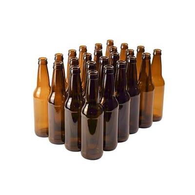 FastRack Amber Beer Bottles 12oz (Pack of 24) | Longneck Glass Beer Bottles w/Crown Finish for Home Brewing Mead, Cider & Kombucha | Durable Brewing Bottle & Bottling Kit