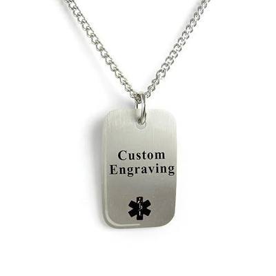Custom Engraved Medical Alert Dog Tag 316L Steel Light-Weight
