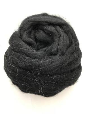 Black Wool Top Roving Fiber for Spinning and Felting Crafts | Australian Merino Wool | Super Soft (1 lb)