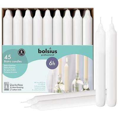 BOLSIUS White Household Candles 7 Inch Dinner Candlesticks - 45 Count Bulk Pack - 6+ Hours Clean Burning - Premium European Quality - Shabbat Candles - No Palm Oil - 0% Animal Fat - Emergency Candle | Provides clean, reliable burning for professional catering environments, maintaining consistent fla