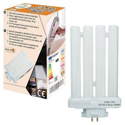 ARSUK 27W 4-Pin GX10Q-4 CFL Bulb, 6500K Daylight | FML27 Lamp Quad Tube 4-Prong Light Bulb Plug-in Compact Fluorescent Light 27 Watt Replacement Lamp for Desk, Office Reading Lamp Bulb