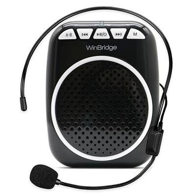 WinBridge Voice Amplifier with Wired Headset Microphone for Teachers WB001 | Bluetooth/TF/USB, Compact Portable Speaker and Microphone Set for Classrooms & Tours, Elderly, Coaches & Public Speaking