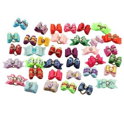 PET SHOW Mixed Styles Pet Cat Puppy Topknot Small Dog Hair Bows with Rubber Bands Grooming Accessories Assorted Pack of 20
