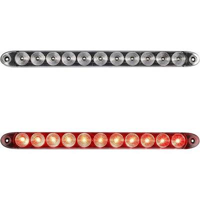 Partsam 2pcs 15" inch Clear Lens Red 11 LED Flange Mount Trailer Truck RV Stop Turn Signal Tail Lamps 3rd Third Brake Light Bar Warning Light ID Bar