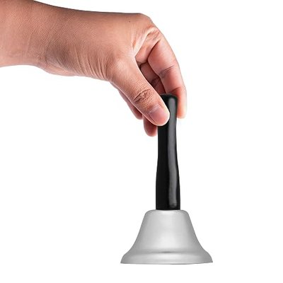 Super Z Outlet Silver Steel Tea Hand Bell for Wedding Events Decoration, Food Line, Alarm, Jingles, Ringing
