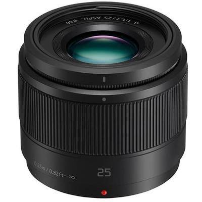 Panasonic LUMIX G Lens, 25mm, F1.7 ASPH, Mirrorless Micro Four Thirds, H-H025K (USA Black) | 25mm F/1.7 Prime for Micro Four Thirds, Compact 125 G, 2.05 Length, Includes Lens Hood and Caps