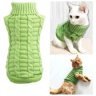 Pet Cat Sweater Kitten Clothes for Cats Small Dogs,Turtleneck Cat Clothes Pullover Soft Warm,fit Kitty,Chihuahua,Teddy,Poodle,Pug (Green, Small)