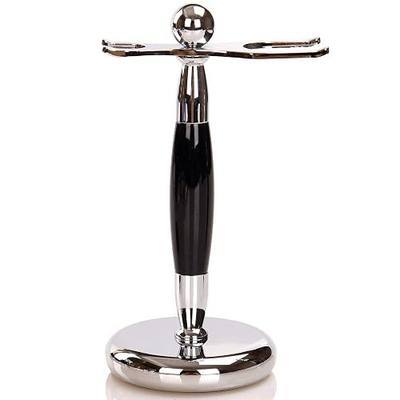 SANWA Deluxe Stainless Steel Shaving Brush Stand Holder for Razor & Brush Shave Accessory Weighted Base