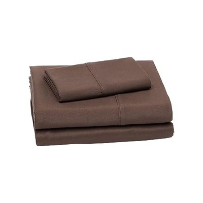 Amazon Basics Lightweight Super Soft Easy Care Wrinkle Free Microfiber 3 Piece Bed Sheet Set with 14-Inch Deep Pockets, Twin, Chocolate, Solid