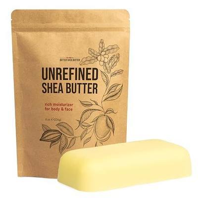 Raw Shea Butter – 100% Pure Unrefined African Shea Butter | Deep Moisturizer for Dry Skin, Hair and Scalp | DIY Body Butter, Lip Balm and Soap Base | Natural Earthy Aroma (8 oz Block)