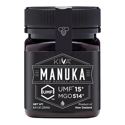 Kiva Raw Manuka Honey - Certified UMF 15+, MGO 514+ 100% Pure Genuine New Zealand, Non-GMO, Traceable (8.8oz/250g Bottle)