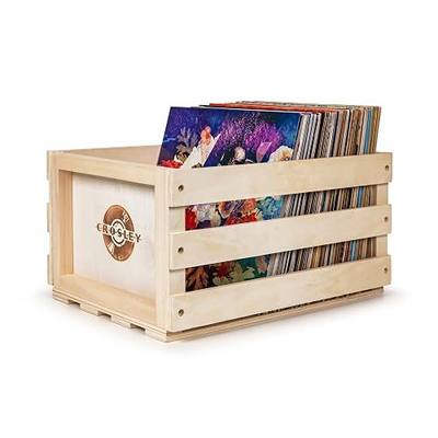 Crosley AC1004A-NA Record Storage Crate Holds up to 75 Albums, Natural