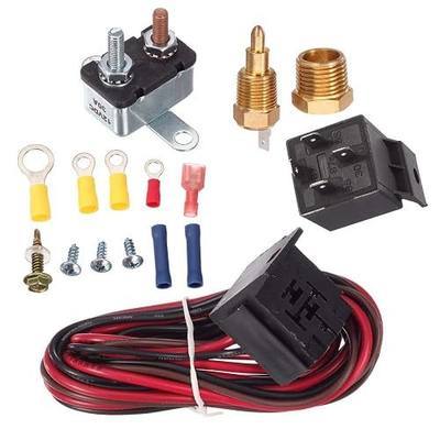 PartsSquare 175-185 Degree Electric Cooling Fan Thermostat Kit Temp Sensor Temperature Switch 40 50 60 amp Relay KIT