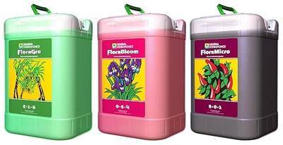 General Hydroponics Flora Series: FloraMicro, FloraBloom, FloraGro - 3-Part Hydroponic Nutrient System, 6 gal.
