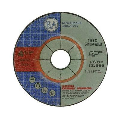 Benchmark Abrasives 4-1/2" Aluminum Oxide Pro Depressed Center Grinding Wheel, 1/4" Thick, 7/8" Arbor for Cutting Grinding Stock Removal on Metal, Steel, Cast Iron - 10 Pack